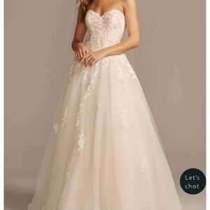 David’s Bridal Embroidered Lace Applique Ball Gown Wedding Dress